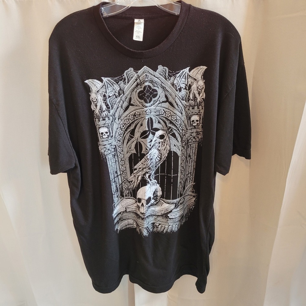 VampireFreaks Mens T-Shirt XXL Gothic Crow Skull Gargoyle Graphic Emo Alt 21807